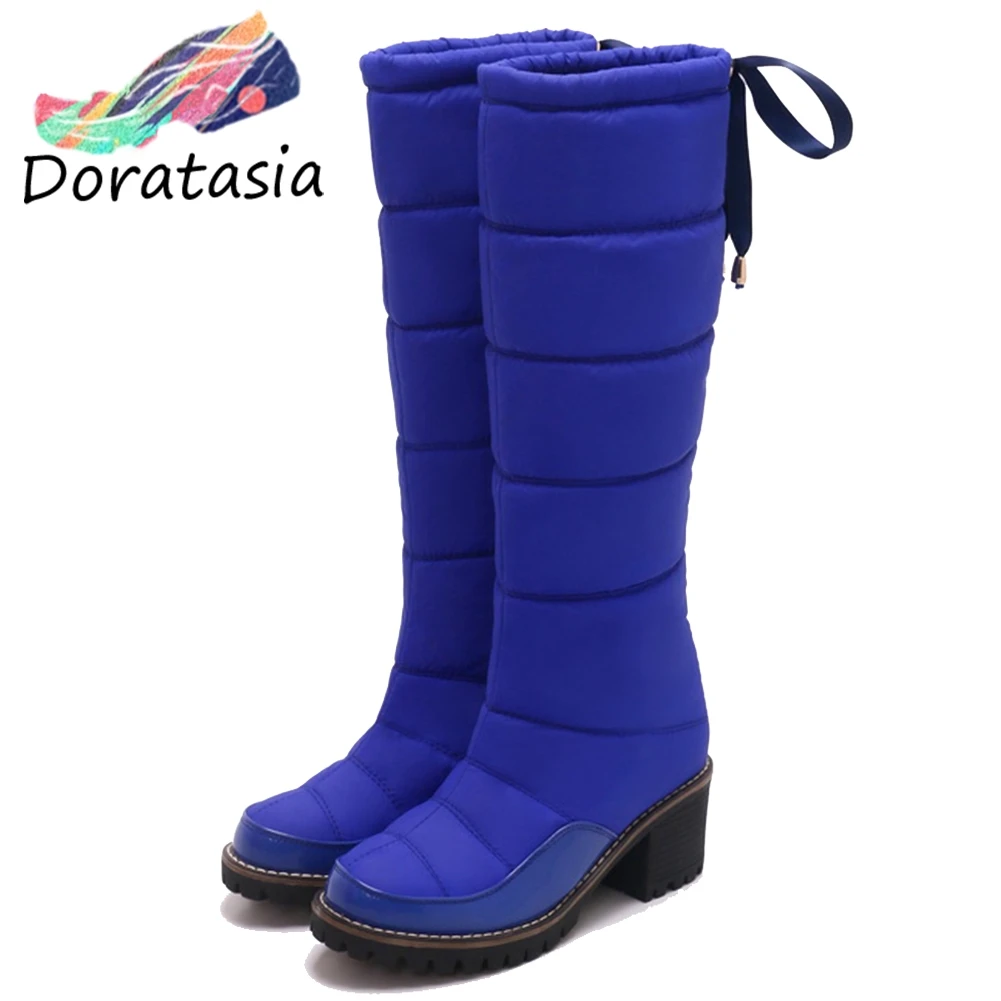 

DORATASIA 34-42 Elegant Winter Waterproof mid-calf Snow Boots Women 2019 High Heels Warm Plush Boots Platform Shoes Woman