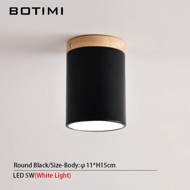 Round-Black BOTIMI, небольшой светодиодный потолочный светильник в скандинавском стиле для коридора, синий, монтируемый на поверхности, лампа для зала, черный светильник для гардеробной, балкона, светильники - Цвет корпуса: Round-Black
