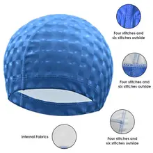 Men& Women Free size Elastic Waterproof PU Swim Cap Fabric Protect Ears Long Hair Sports Swim Pool Hat Diving Swimming Cap