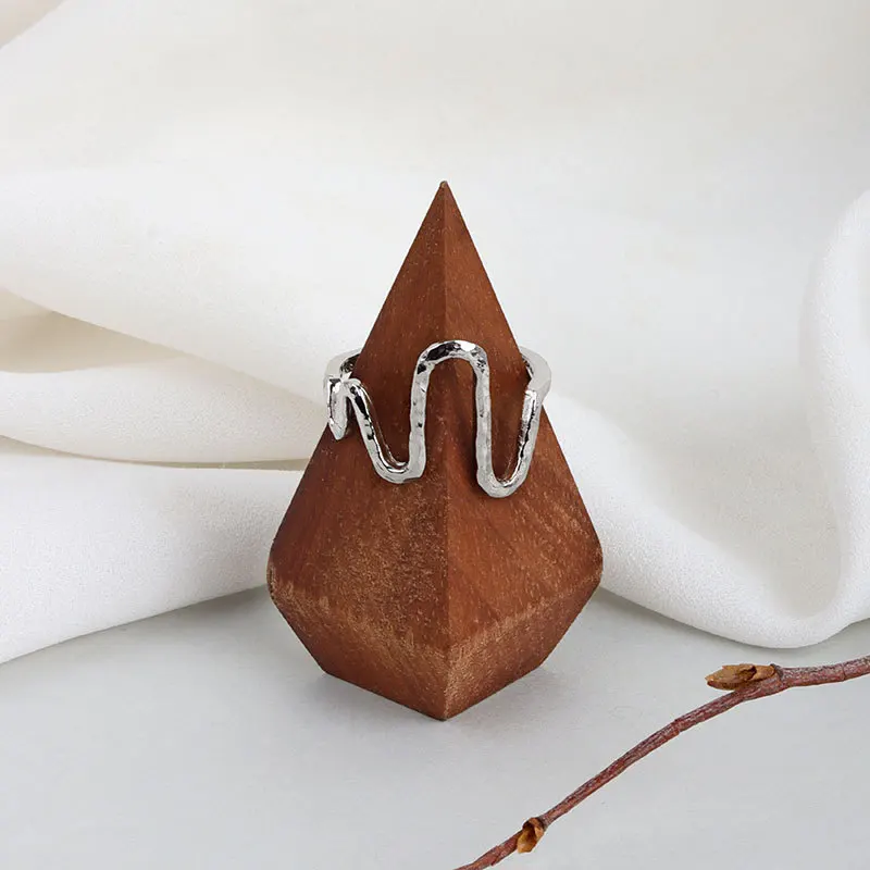 Silver Rings Charming Irregular Chain Geometric Open Rings For Women Men