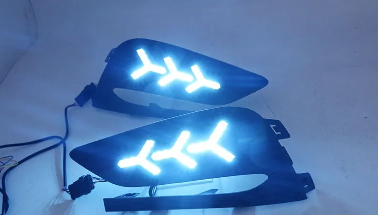 EOsuns led drl дневные ходовые огни для Chevrolet cruze- с динамическим движущимся желтым поворотным сигналом и синим ночным светом - Цвет: model 2