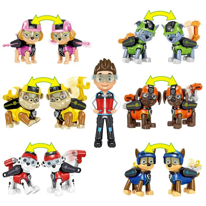 7 Pcs/Set Paw Patrol Dog Weapons Can Eject Action Figure Model Anime Kids Toys Patrulla Canina Children Birthday Gifts