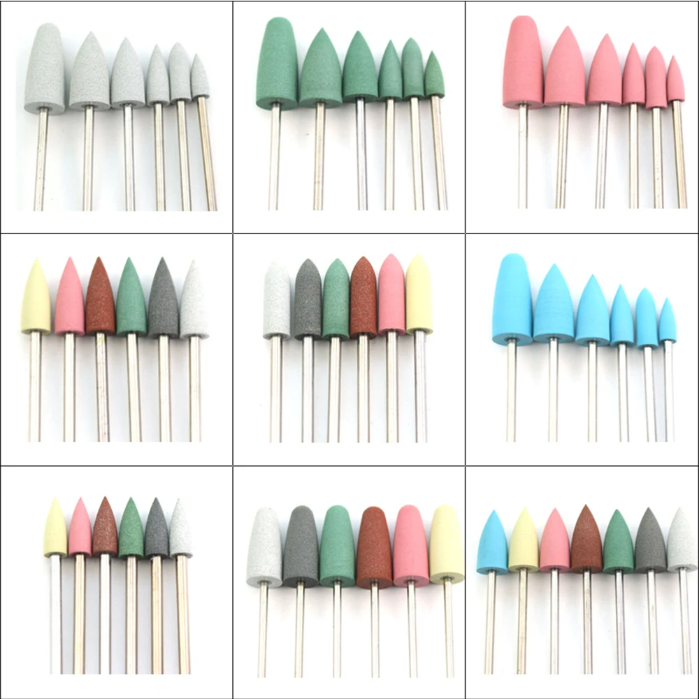 6/7/10 Pcs/Set Rubber Silicon Nail Drill Bit Milling Cutter For Manicure Pedicure Rotary Grinder Cuticle Tool Nail Art Accessory