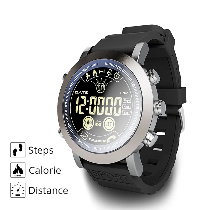 Smart Watch Sport Водонепроницаемый Шагомер Bluetooth на открытом воздухе, умные часы, мужские спортивные шорты для плавания, извещение о входящем сообщении часы для Ios Android телефон - Цвет: Черный