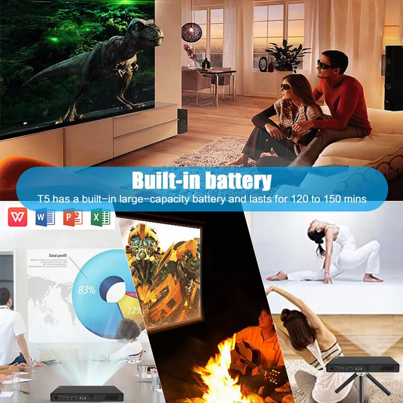 

Household Projector Wifi HD Multimedia TF Card USB Video Smart Projector Home Theater Hi 888