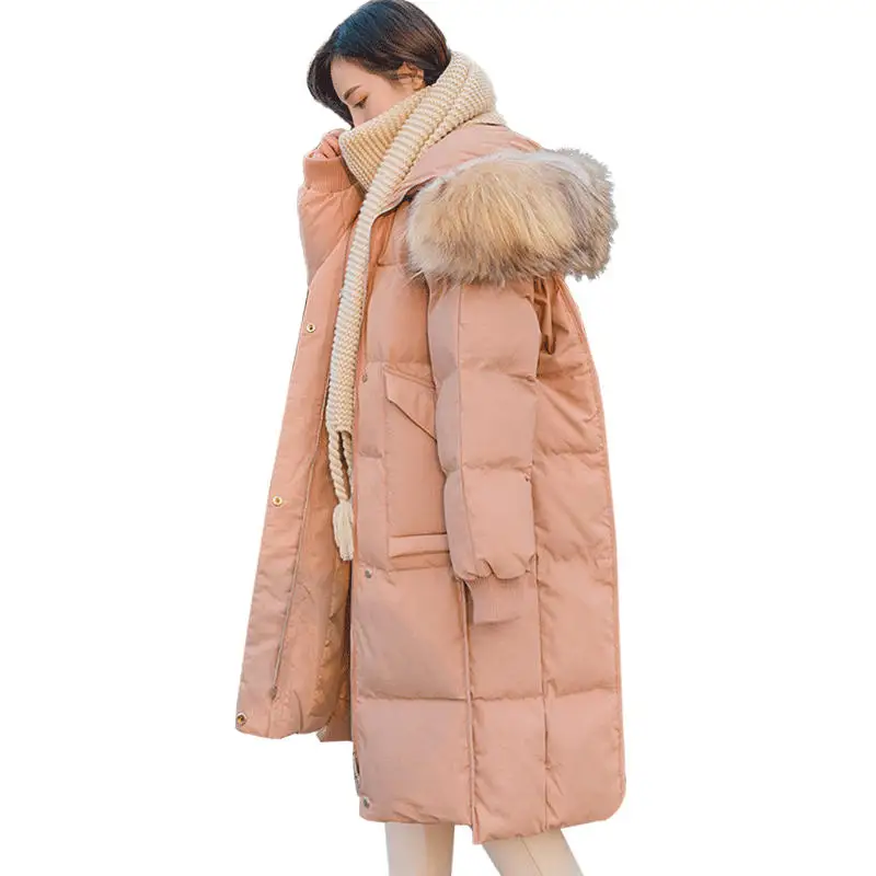 Новая Длинная зимняя куртка женская парка свободная с капюшоном пуховая хлопковая куртка Женская Стеганая негабаритная зимняя женская куртка Chaqueta Mujer Q1965