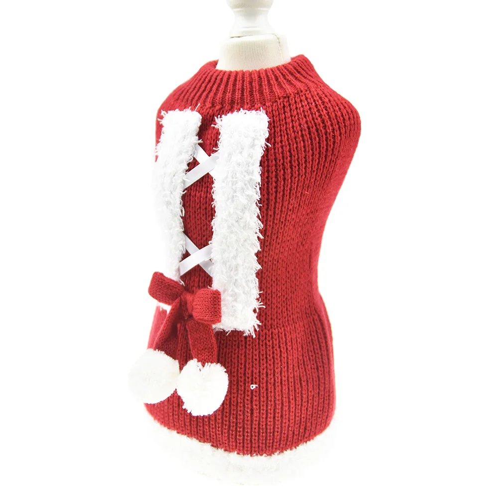 Dog Sweaters For Christmas Santa Claus Costume Outfits Winter Warm Dog Cat Party Dress Knitted Clothes For Small Dog Dachshund