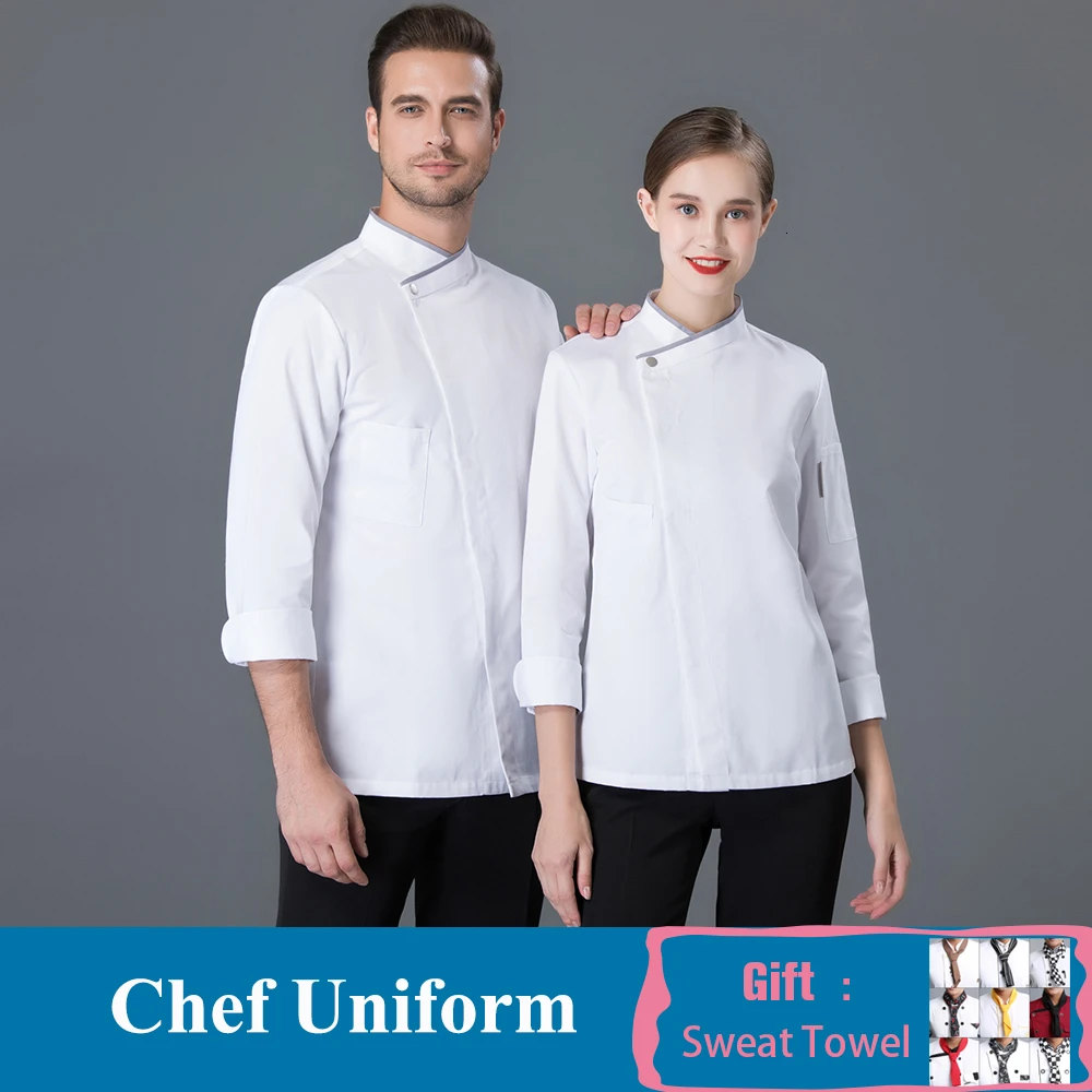 Куртка шеф-повара с длинными рукавами, унисекс, ресторан, кухня, униформа повара, официант, пекарь, рабочая одежда, кофейня, пекарня, рабочее пальто - Цвет: White Coat