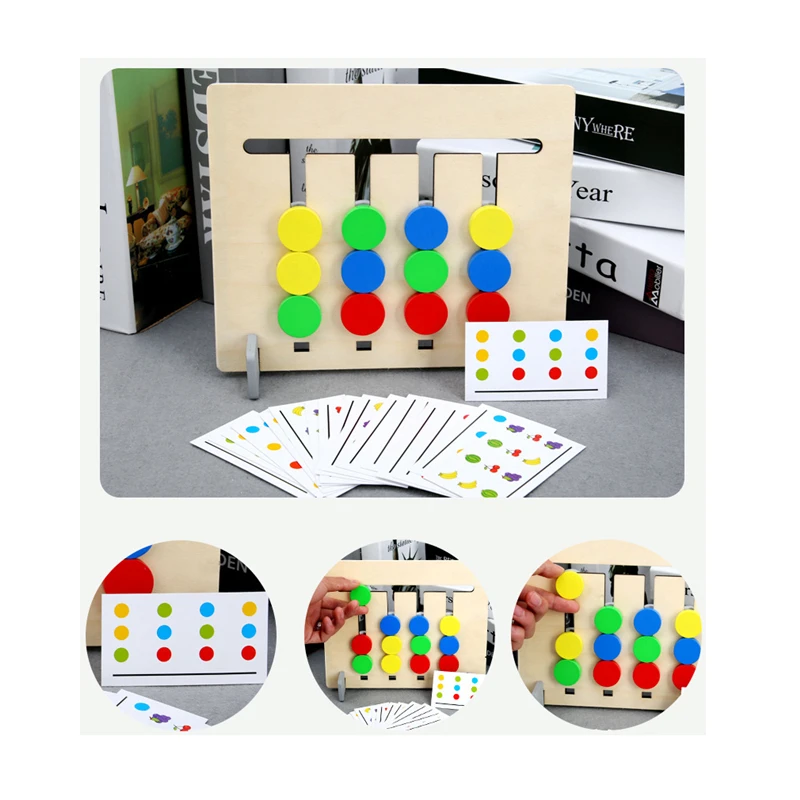 New Style Logic Double-sided Children's Educational Toys Gifts Montessori Wooden Children's Toys Four Colors/fruit Matching Game