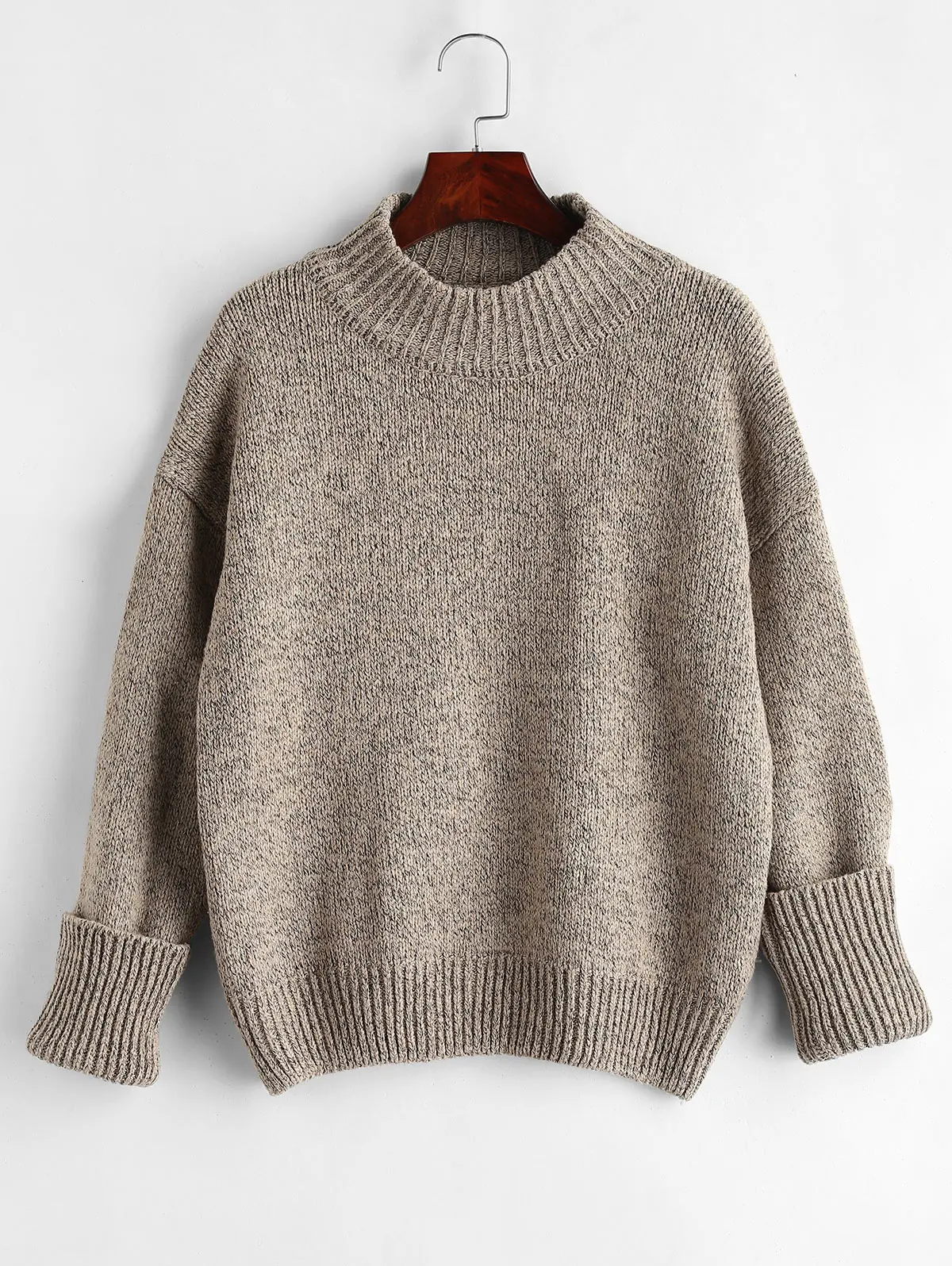 

ZAFUL Warm Heathered Pullover Drop Shoulder Sweater Round Neck Long Sleeve Cutton Basic Sweater Autumn Pullovers Fashion 2019