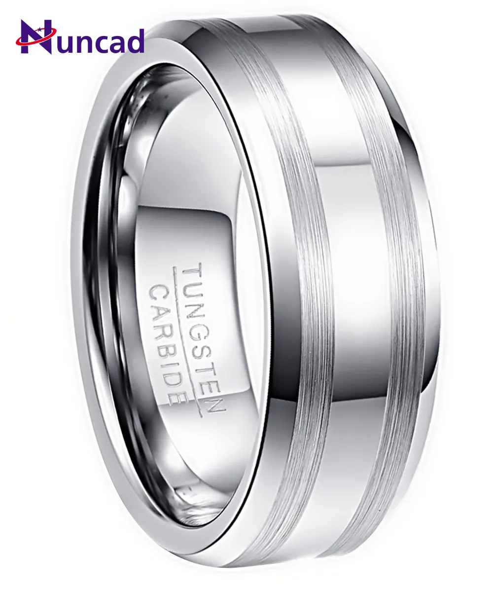 Мужское полированное кольцо Nuncad 8 мм из карбида вольфрама обручальные кольца со
