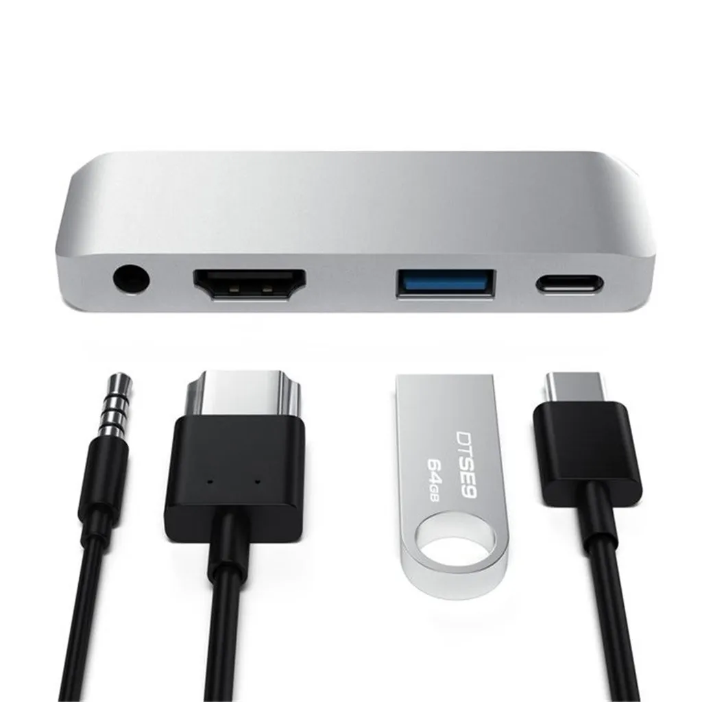 Алюминиевый type-C мобильный Pro концентратор адаптер с USB-C PD Зарядка 4K HDMI для samsung Galaxy Note10+ адаптер USB C HDMI для iPad