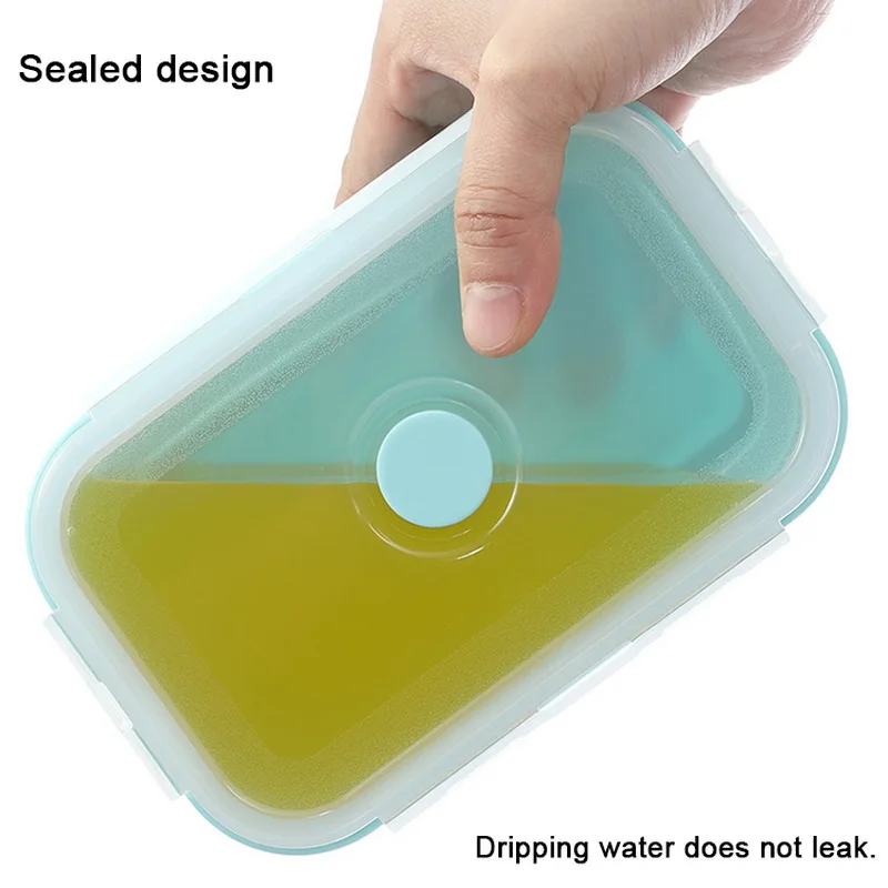 Silicone Collapsible Lunch Box Food Storage Container Bento Microwavable Portable Picnic Outdoor Camping Lunch Box