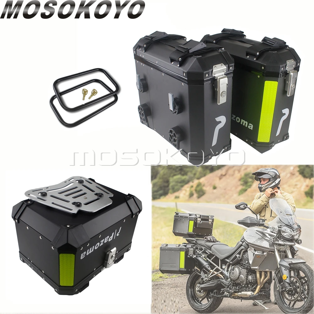 1 Set Motorcycle 36L Aluminum Side Case w/ 45L Luggage Topcases Box Kit