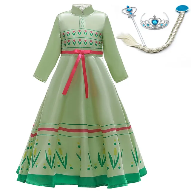 Платье Анны и Эльзы для девочек платье принцессы Детские платья для девочек, костюм Карнавальный костюм для костюмированной вечеринки, одежда для детей 3, 4, 6, 8, 10, 12 лет - Цвет: Green