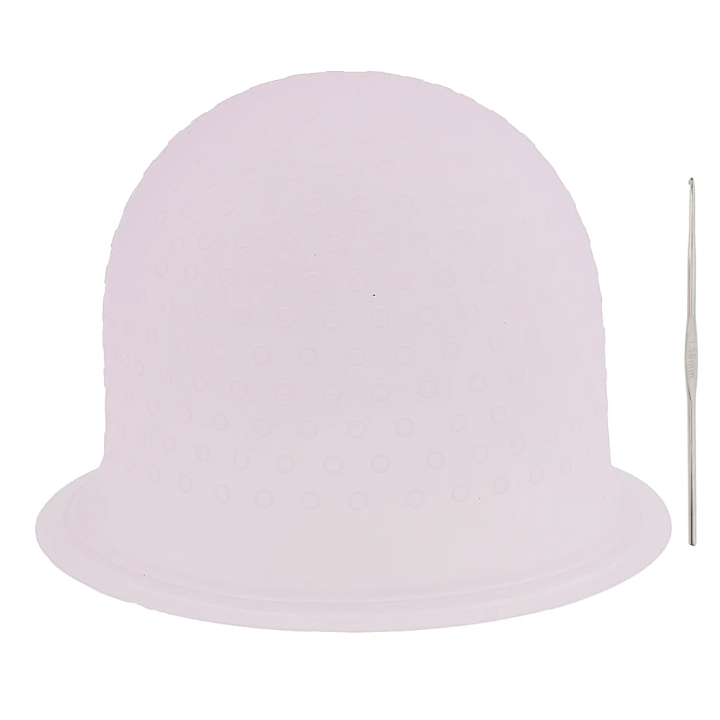 Professional Salon Reusable Hair Colouring Hair Highlighting Dye Cap Hat Metal Hook Frosting Tipping - Pink/ Blue