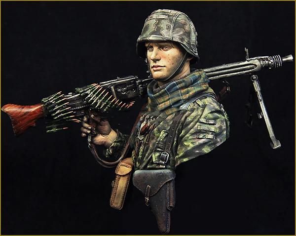 1/10 масштаб смолы бюст с Machinegun