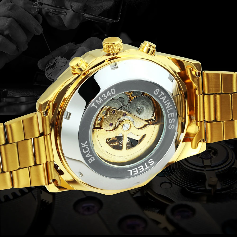 mechanical watches for women Mens Watches Top Brand Luxury Automatic Mechanical Gold Watch for Men Skeleton Skull Clock Full Steel Hip Hop relogio masculino skeleton watches for men