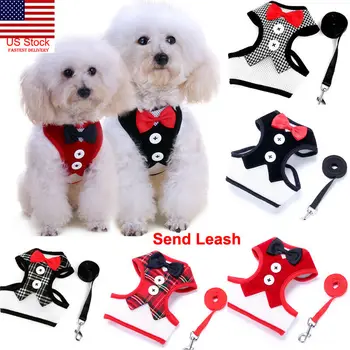 

Adjustable Dog Harness Soft Breathable Mesh Vest For Small Dogs Leash Bow Tie Tuxedo Dog Collar Walking Pet Puppy Chest Strap