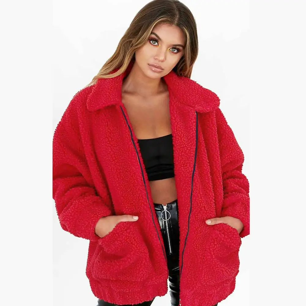 

Faux Fur Coat Women 2019 Autumn Winter Warm Soft Lamb Fur Jacket Female Plush Long Streetwear Casual Teddy Outwear