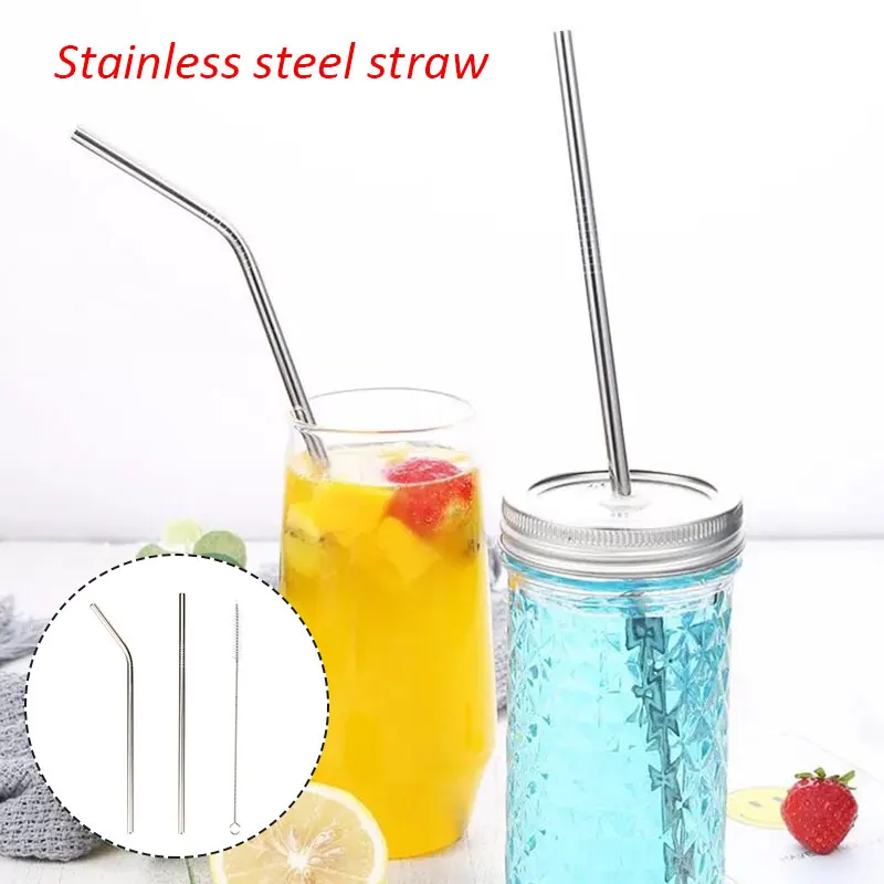 Stainless Steel Pipette 3pcs/Set Fruit Juice Metal Straw Colorful