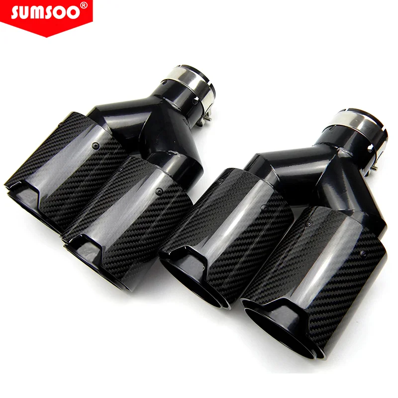 

genuine sumsoo Double-out Muffler Tip black Stainless Universal M performance Carbon Fiber Exhaust Tips End Pipes for BMW Series