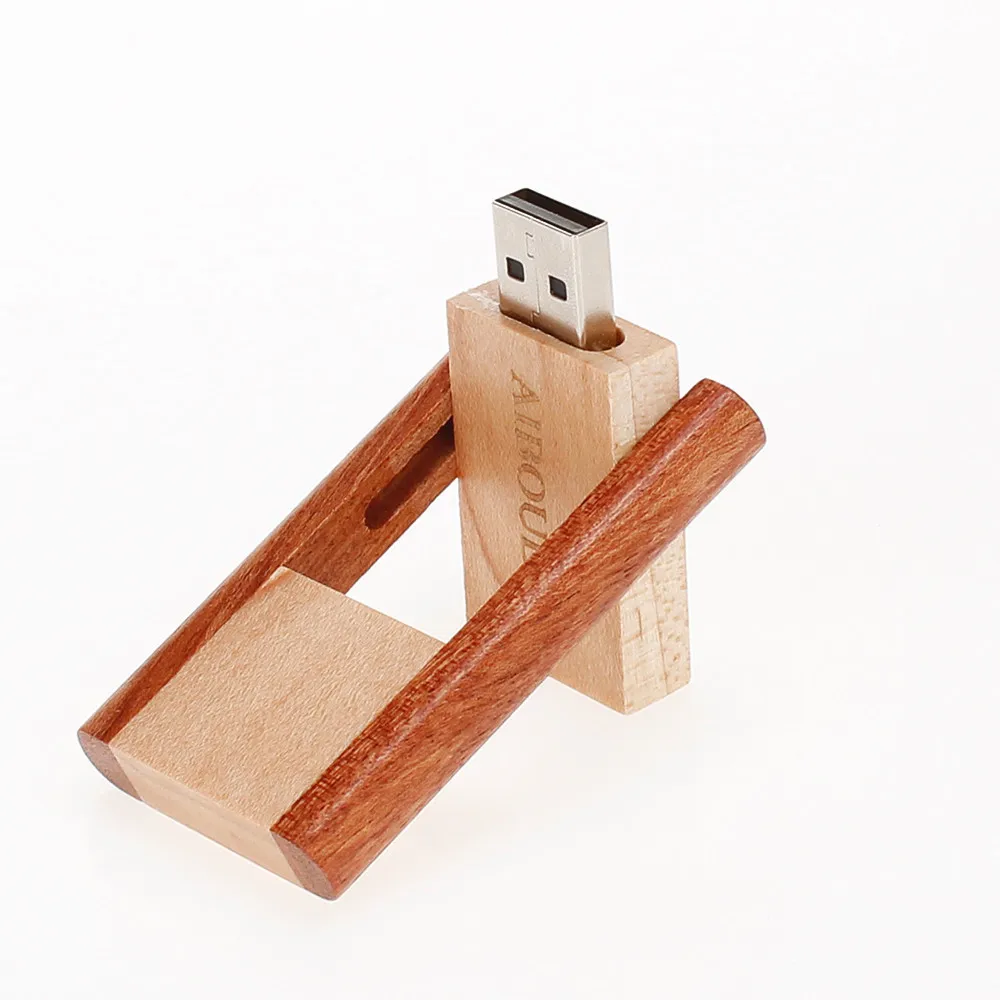 Вращающийся usb 2,0 деревянный USB флеш-накопитель 4 ГБ 8 ГБ флеш-накопитель 16 ГБ флеш-накопитель 32 Гб 64 Гб USB память свадебный подарок гравировка логотипа компании