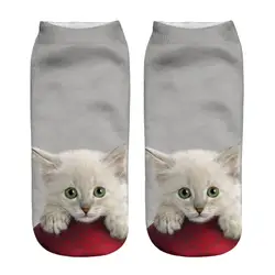 Носки короткие носки до щиколотки рождественские Популярные забавные повседневные толстые унисекс для женщин и мужчин с 3D принтом кошки