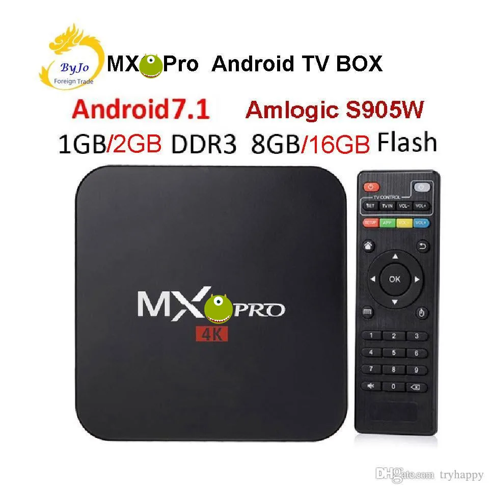 MX Pro 4K tv Box Amlogic S905W четырехъядерный процессор 1G 8G или 2G 16G Android 7,1 Ultra 4K потоковое IP tv 4K box Smart tv медиаплеер