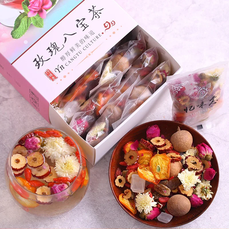 

2020 Natural Babao Tea Includes Longan Rose Jujube Chinese Herbal Tea Helps Digestion, Beauty Skin 180g