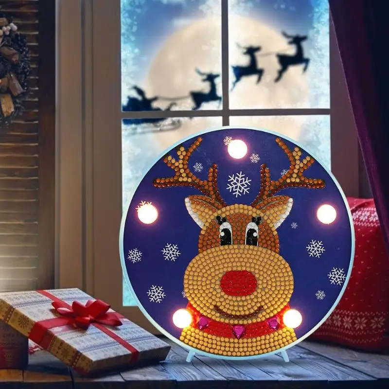 Рождественский Хэллоуин Diy алмазная живопись светодиодный светильник ночник Мандала полностью наклеенная картина Рождественский подарок Санта-мен