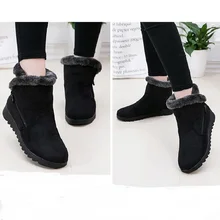 Теплые короткие зимние ботинки на меху; Плюшевые Зимние ботильоны на платформе; удобная женская замшевая обувь на молнии; Прямая