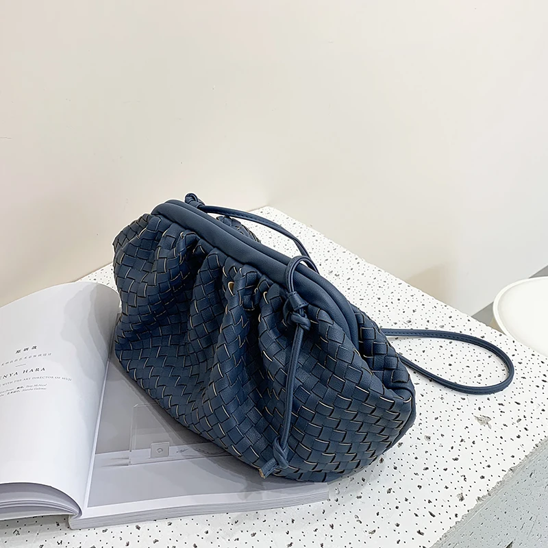 [BXX] тканые сумки через плечо из искусственной кожи для женщин женская дизайнерская сумка через плечо женские сумки элегантный клатч HJ404 - Цвет: blue