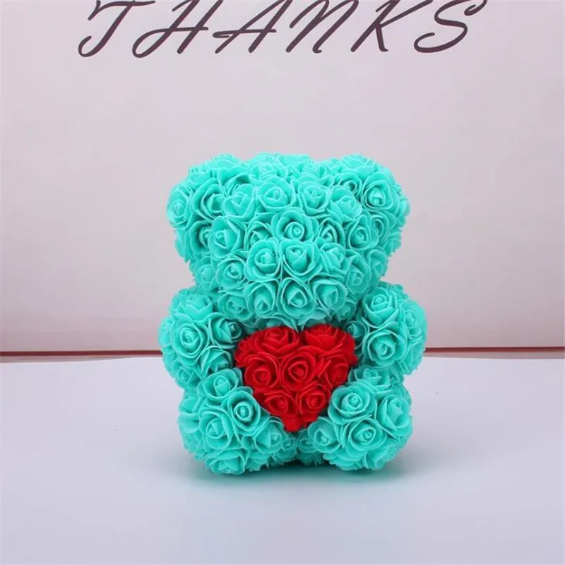 Tiffany Blue Искусственные цветы 25 см Роза медведь девушка Юбилей Рождество День Святого Валентина подарок на день рождения для свадебной вечеринки - Цвет: Tiffany Blue