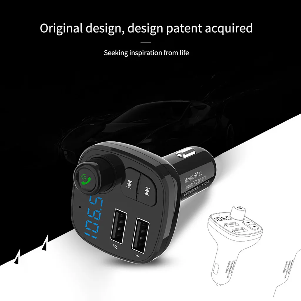 Car MP3 Player FM Transmitter Bluetooth Handsfree Car Kit Music Player FM Modulator 3.1A Dual USB Type-c Charger Support TF Card