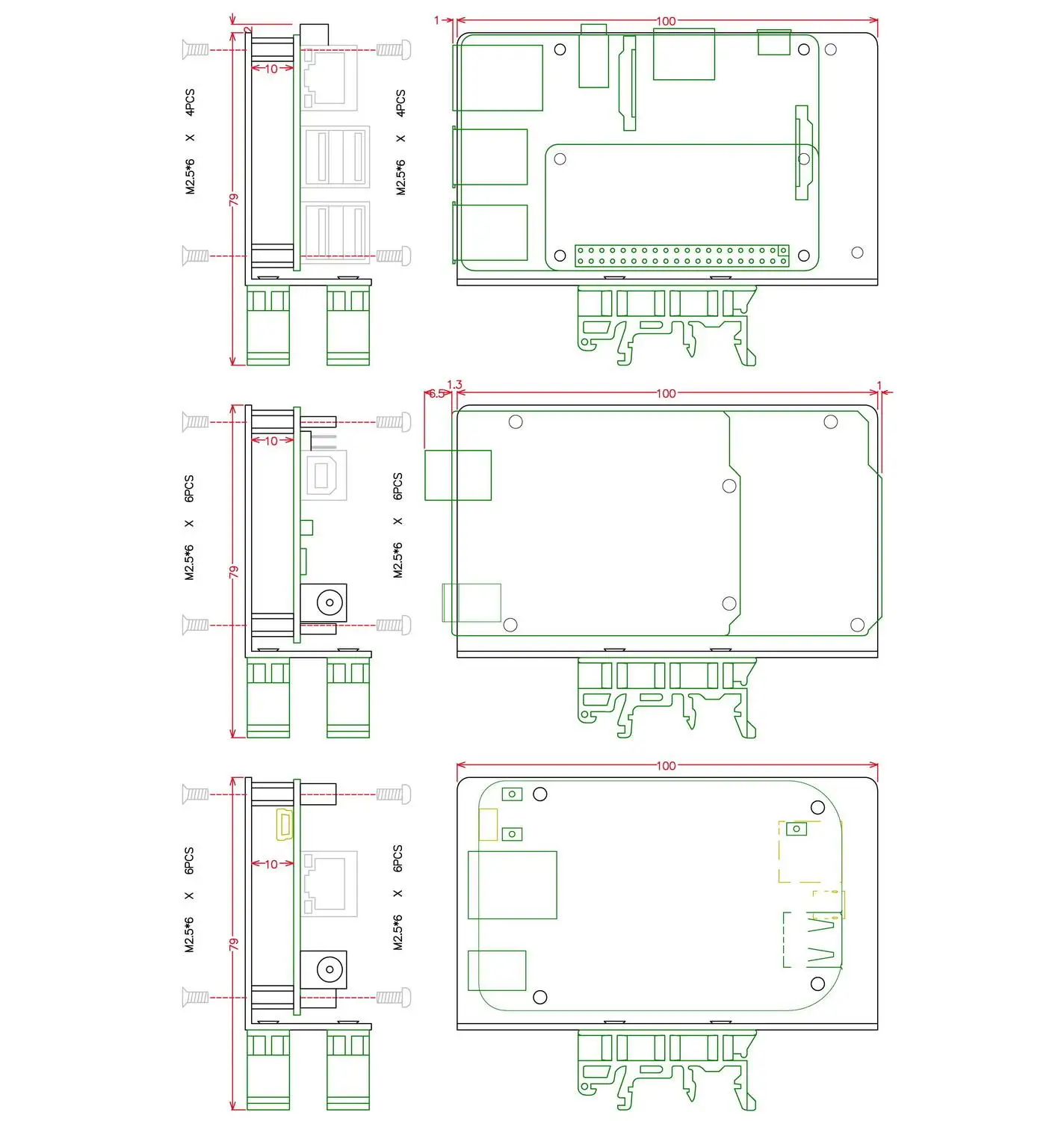 DIN рейка для Raspberry Pi 2 3 B + Zero UNO MEGA.|Клеммные колодки| |