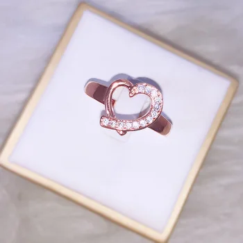 

CHAMSS Japanese And Korean Version Delicate Diamond Heart Ring Fashion Simple Female Romantic Gift