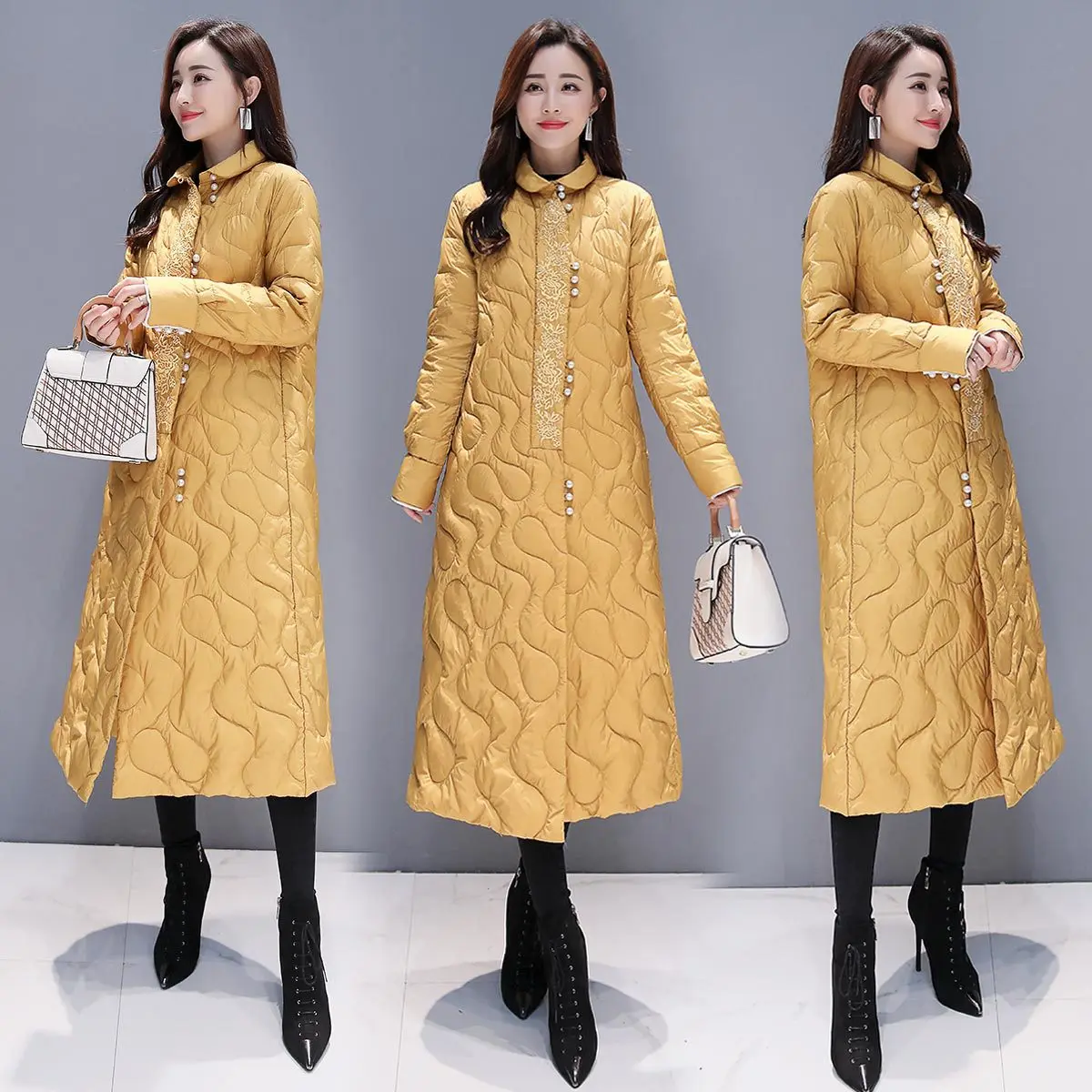 

Cotton-padded Clothes 2018 Winter Trend Simple Hooded Slim Fit Slimming Versatile Long Sleeve Mid-length Zipper