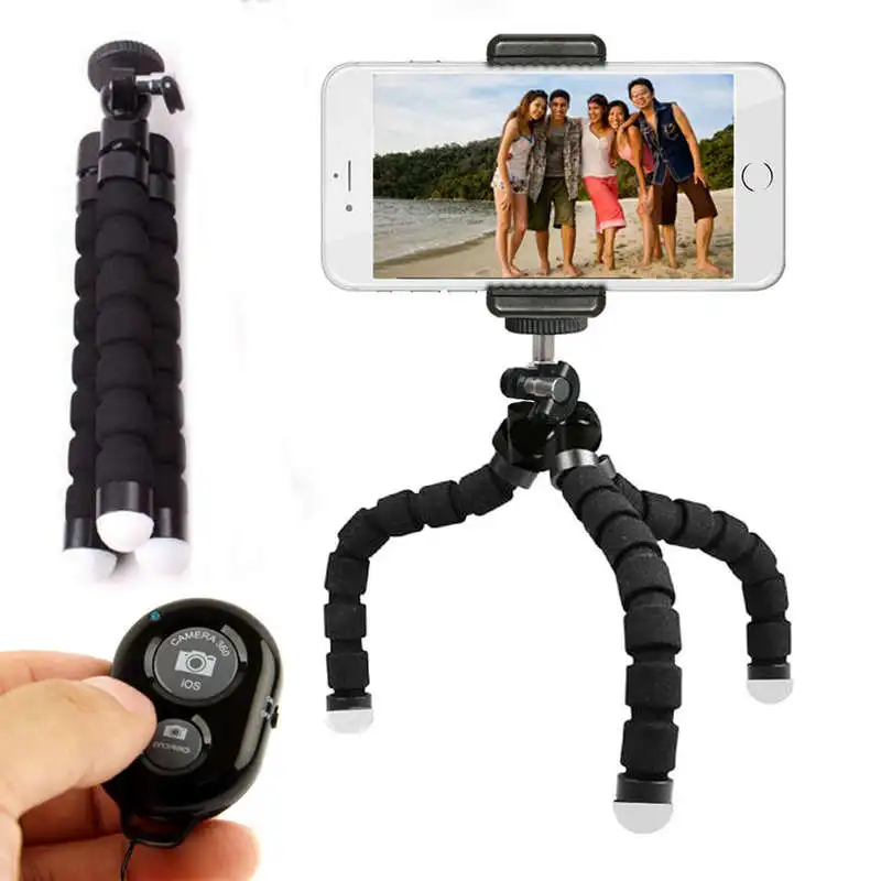  Phone Tripod Portable And Adjustable Camera Stand Holder With Wireless Remote And Universal Clip Fo