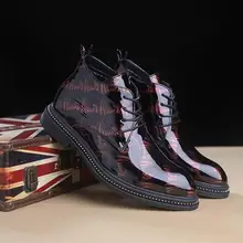 ERRFC/Дизайнерские Для мужчин красные ботинки martin модный круглый носок мужские короткие ботильоны из лакированной кожи для отдыха; актуальная обувь размера плюс, 47, 48(Европа