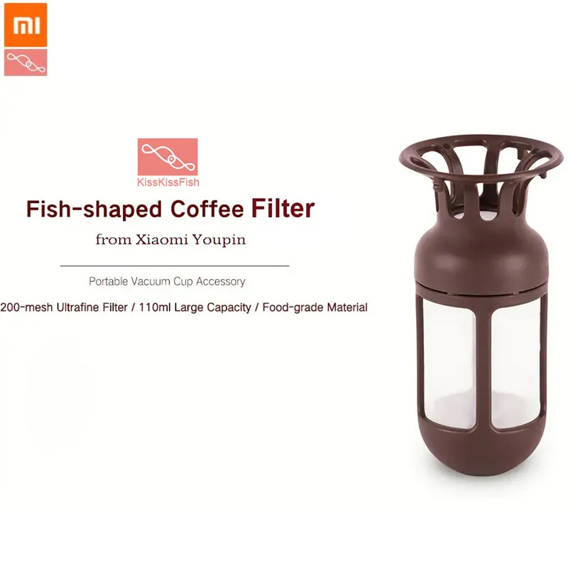 

Hot Xiaomi KissKissFish Moka Cup Coffee Filter Fish-shaped Coffee Dripper Food-grade Material Ultrafine Filter Large Capacity