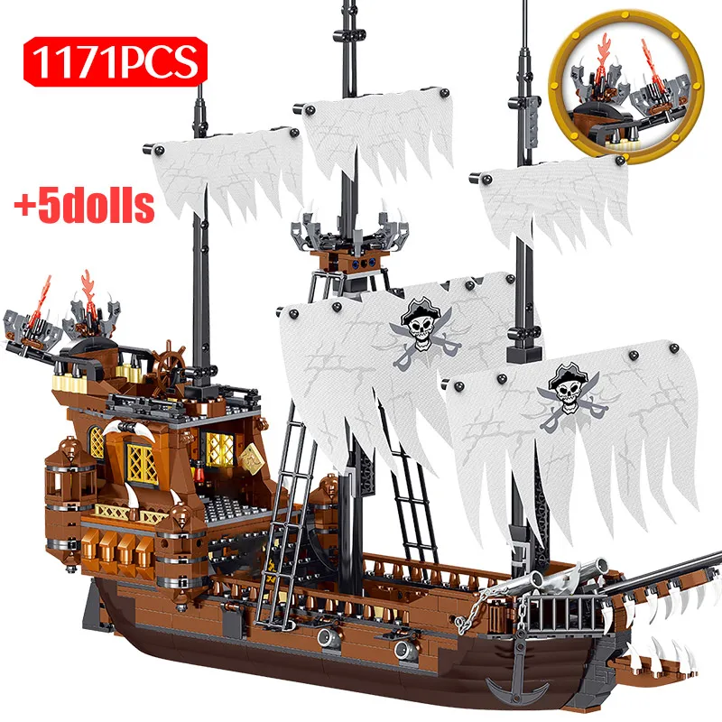

1171PCS Black Pearl Pirate Ship Model Building Blocks Legoing Movies Caribbean Figures Bricks Educational Toys for Children