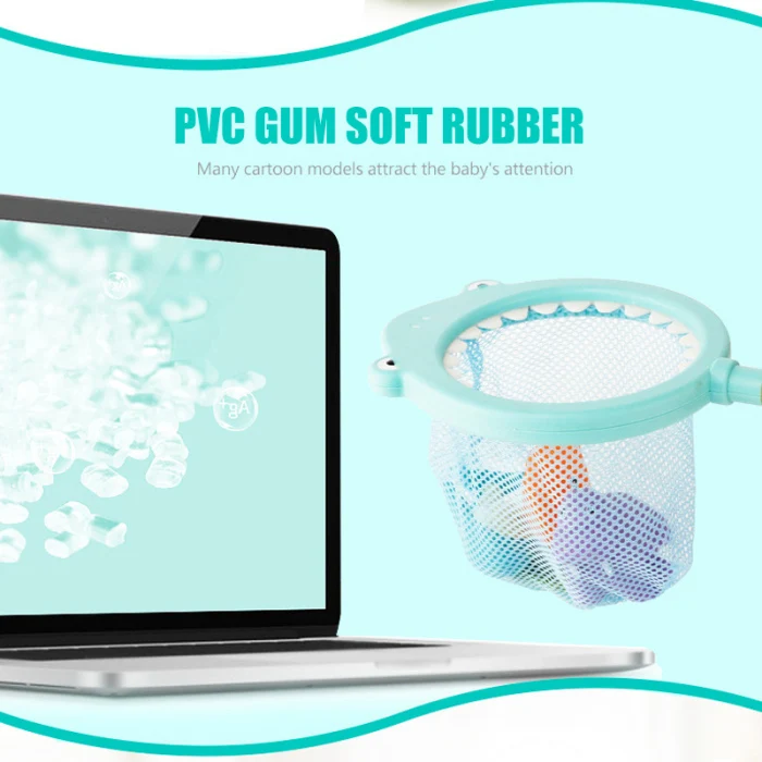 Bath Toy Fishing Floating Squirts Toy and Water Fish Net Bathtub Bathroom Pool Bath M09