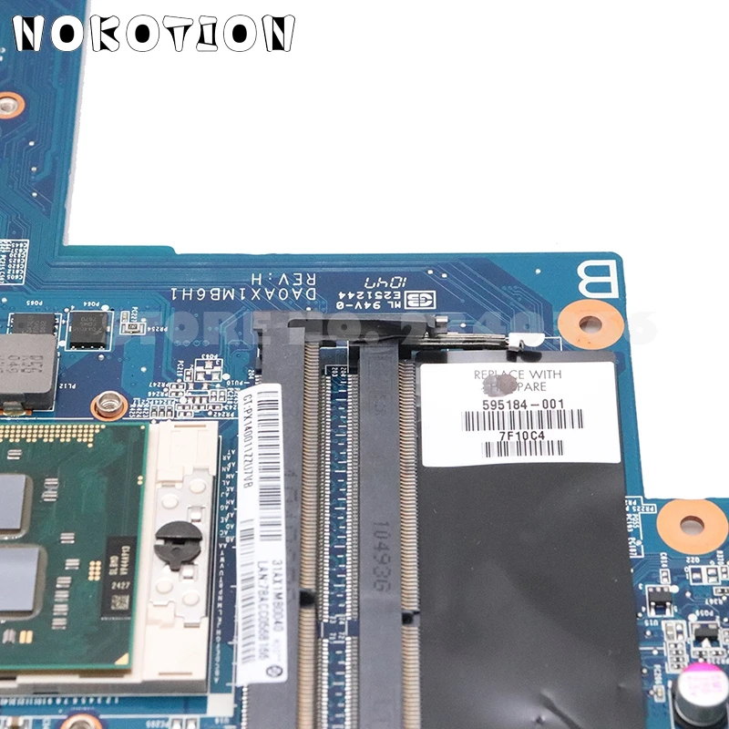 Материнская плата NOKOTION 595184-001 для ноутбука hp CQ62 CQ42 G42 DA0AX1MB6F1 HM55 DDR3 Бесплатный процессор полностью протестирован