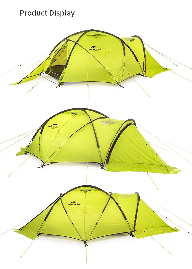 Naturehike зимний кемпинговый тент 2 человека Сверхлегкий лед дом 70d нейлон утолщение Палатка высокая горная Снежная поле сопротивление ветра