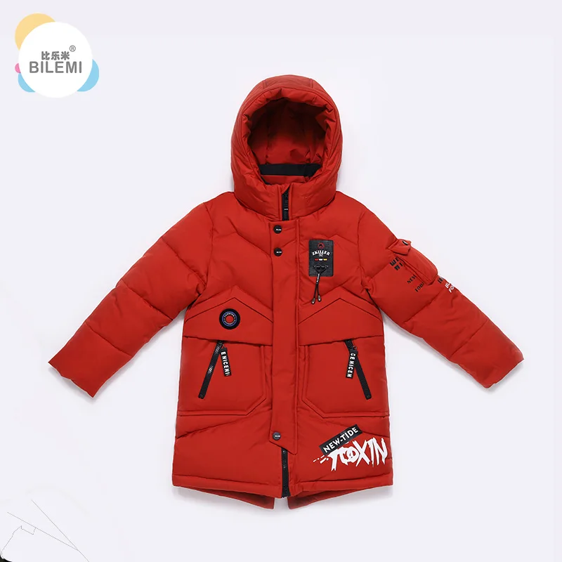 Bilemi/зимняя стеганая хлопковая легкая пуховая пушистая куртка для детей - Цвет: Красный