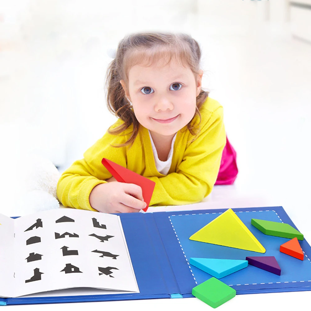 Магнитная 3D Головоломка Tangram игра Монтессори ранняя развивающая игрушка Рисование настольные игры игрушка подарок для детей мозговая игрушка