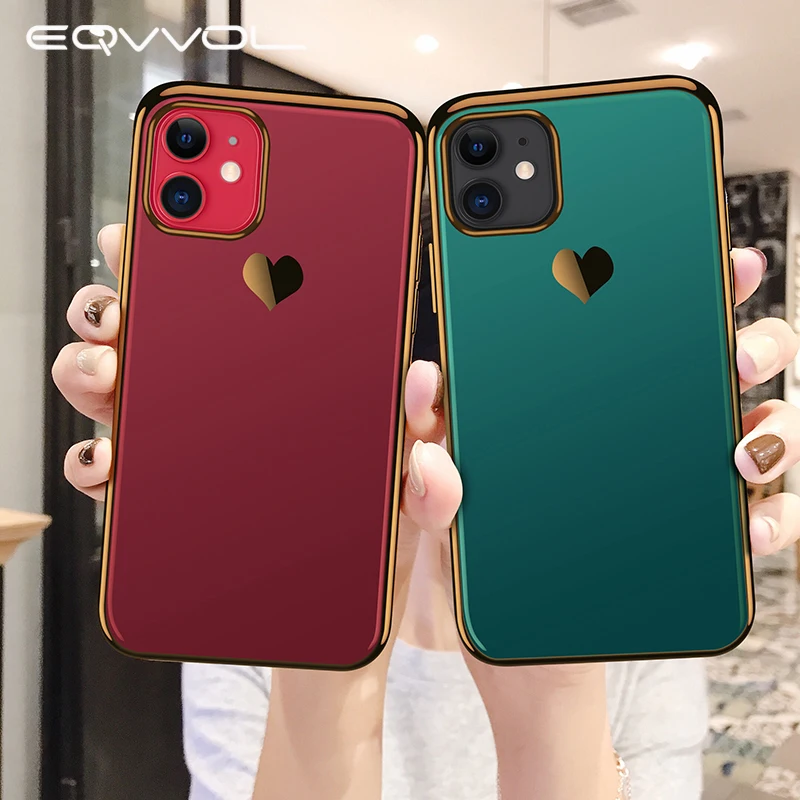Для iPhone 11 Pro MAX покрытие золотое любовное Сердце чехол для X XR XS Max 6 6S 7 8 Plus задняя