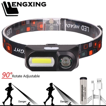 

Portable Mini XPE+COB LED Headlamp Head Lamp Flahslight USB Rechargeable 18650 Battery Torch For Camping ,Night Running ,Fishing