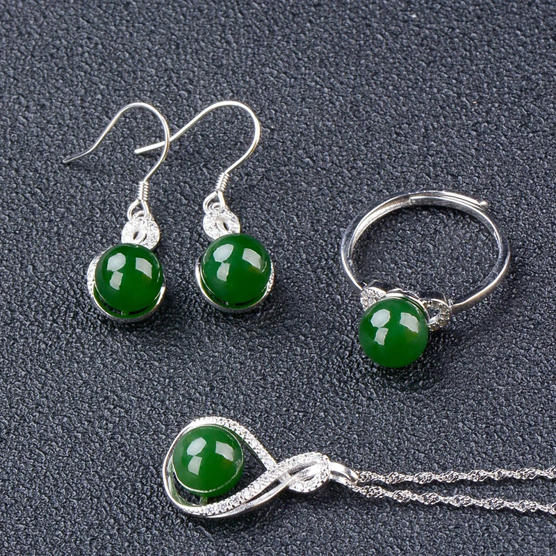 And Tian Biyu s925 silver set simple set 8mm ball set small women's earring ring pendant jewelry